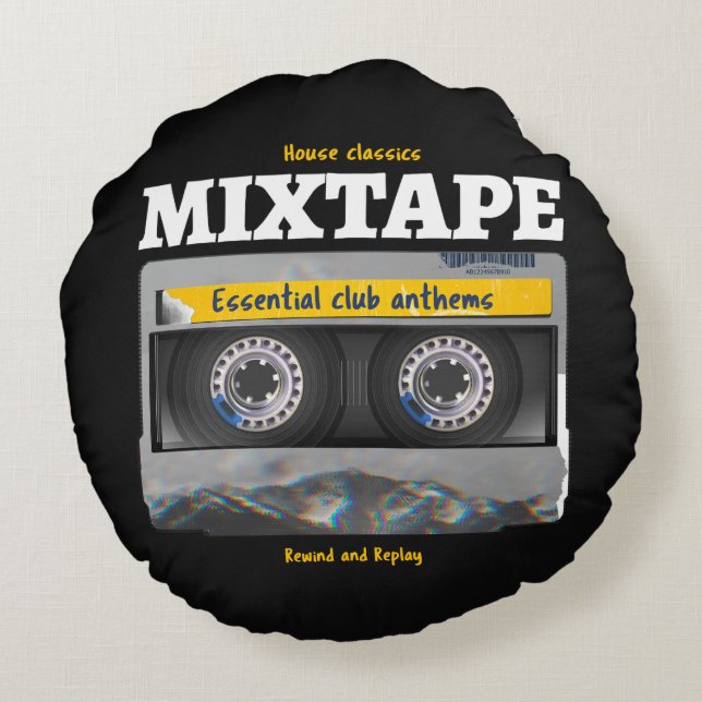 House Classics Mixtape Klubb Anthems Rund Kudde (Baksidan)