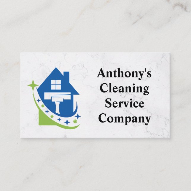 House Clean Squeegee Logotyp | Sanitisering Visitkort (Framsida)