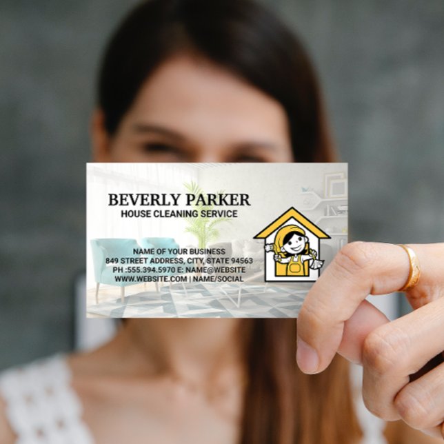 House Cleaner Logotyp | Organiserat boende Visitkort (Skapare uppladdad)