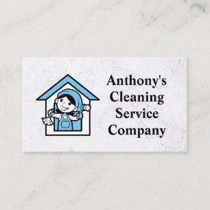 House Cleaner Mascot Logotyp Maid-tjänster Visitkort