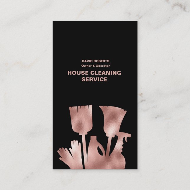House Cleaner Ro Guld Städning Service Business Visitkort (Framsida)