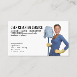 House Cleaner with Mop Visitkort
