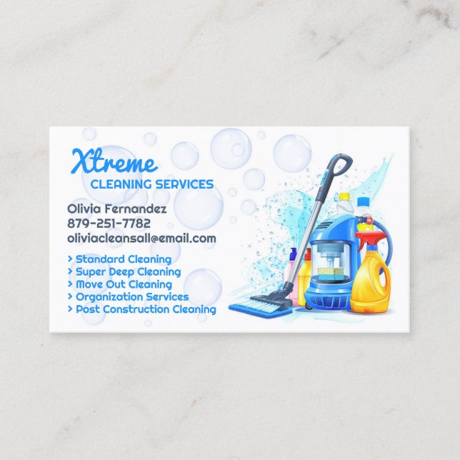 House Cleaning Business Card Template Visitkort (Framsida)