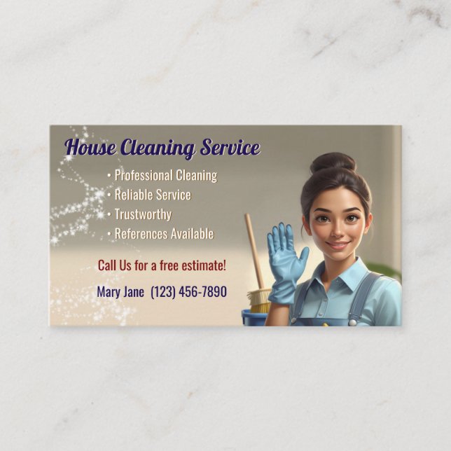 House Cleaning Business Cards Visitkort (Framsida)