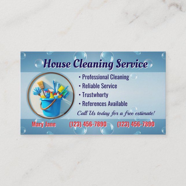 House Cleaning Business Cards Visitkort (Framsida)