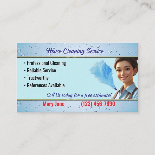 House Cleaning Business Cards Visitkort (Framsida)