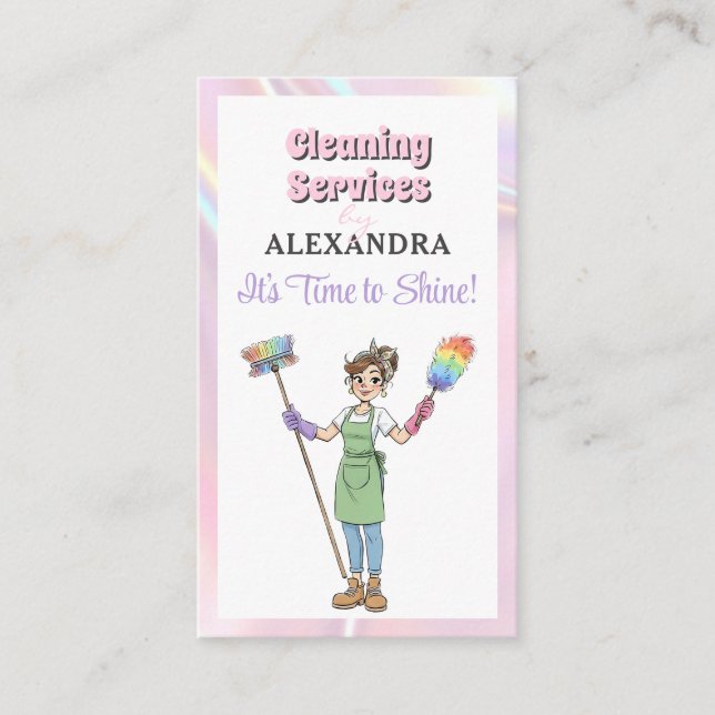 House Cleaning Lady Maid Service Modern Visitkort (Framsida)