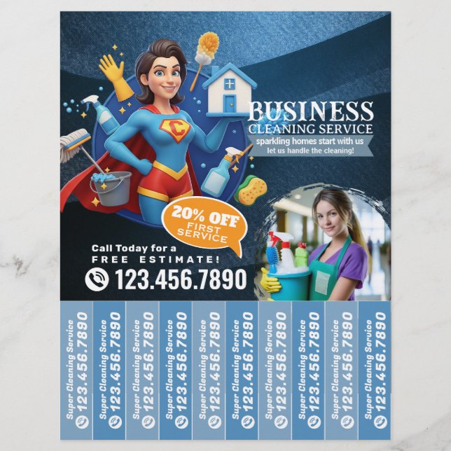 House cleaning Maid Service Flyer Tear Off Strips (Framsidan)