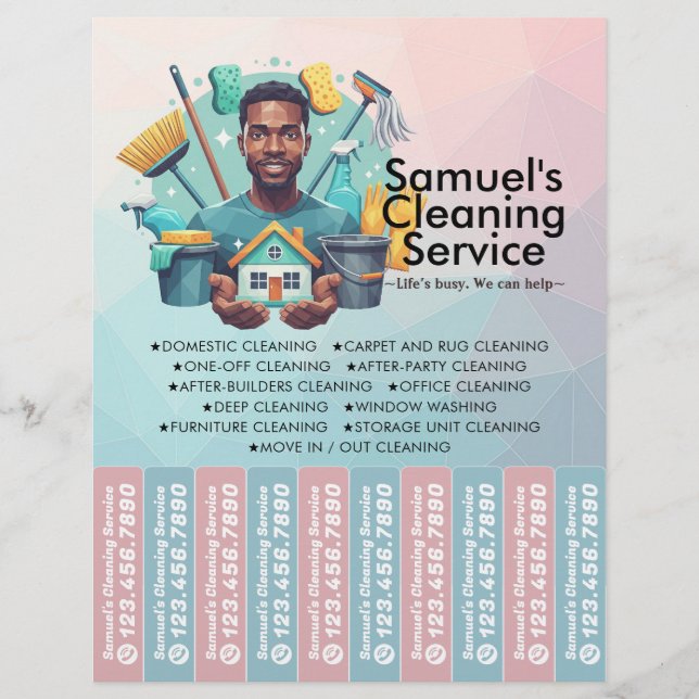 House cleaning Maid Service Flyer Tear Off Strips (Framsidan)