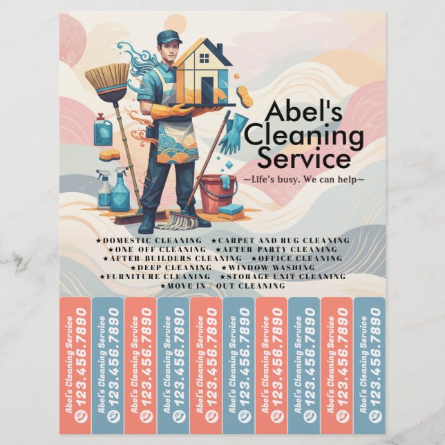 House cleaning Maid Service Flyer Tear Off Strips (Framsidan)