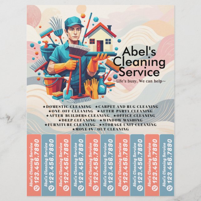 House cleaning Maid Service Flyer Tear Off Strips (Framsidan)