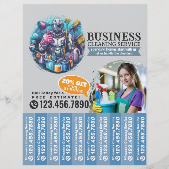 House cleaning Maid Service Flyer Tear Off Strips (Framsidan)