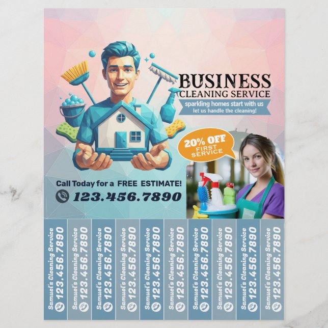 House cleaning Maid Service Flyer Tear Off Strips (Framsidan)