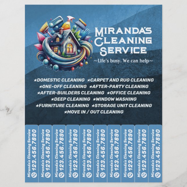 House cleaning Maid Service Flyer Tear Off Strips (Framsidan)