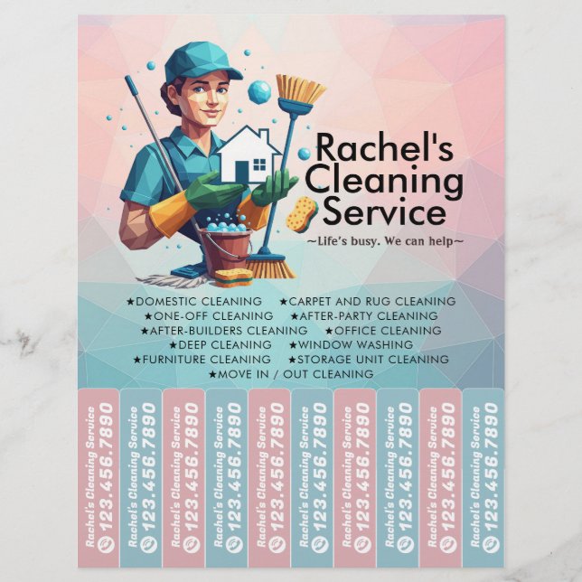House cleaning Maid Service Flyer Tear Off Strips (Framsidan)