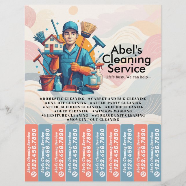 House cleaning Maid Service Flyer Tear Off Strips (Framsidan)