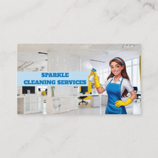 House Cleaning Service Business card Green Maid Visitkort