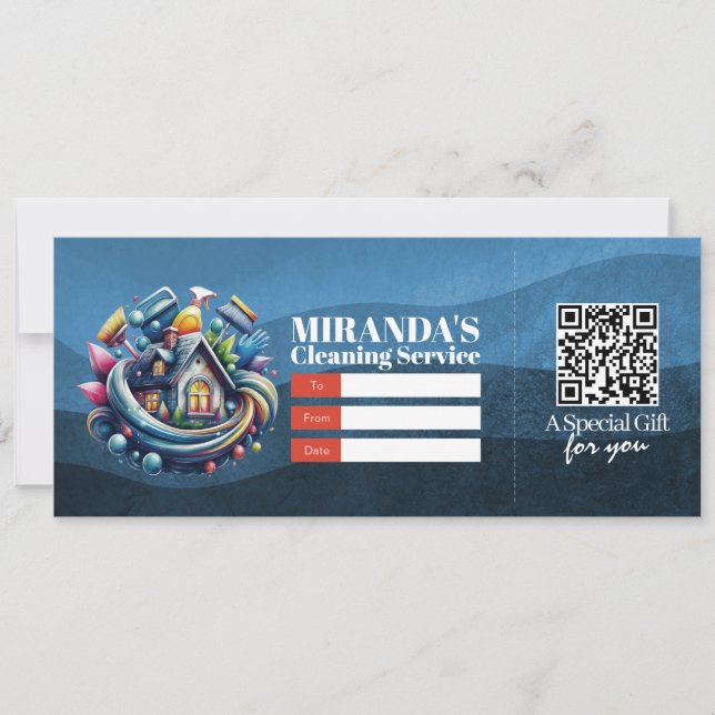 House Cleaning Services Gift Certificate Voucher Inbjudningar (Framsida)