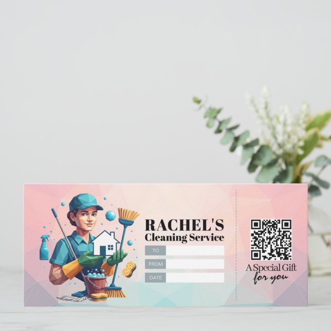 House Cleaning Services Gift Certificate Voucher Inbjudningar (Stående Fram)