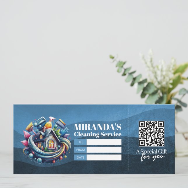 House Cleaning Services Gift Certificate Voucher Inbjudningar (Stående Fram)