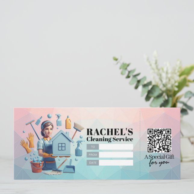 House Cleaning Services Gift Certificate Voucher Inbjudningar (Stående Fram)