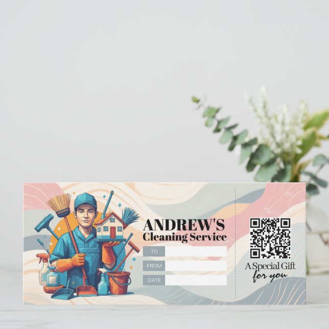 House Cleaning Services Gift Certificate Voucher Inbjudningar (Stående Fram)