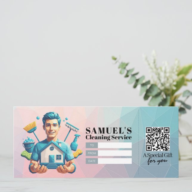 House Cleaning Services Gift Certificate Voucher Inbjudningar (Stående Fram)