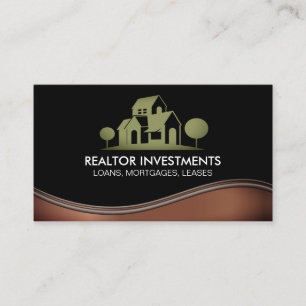 House Egendom Logotyp   Metall Wave Visitkort