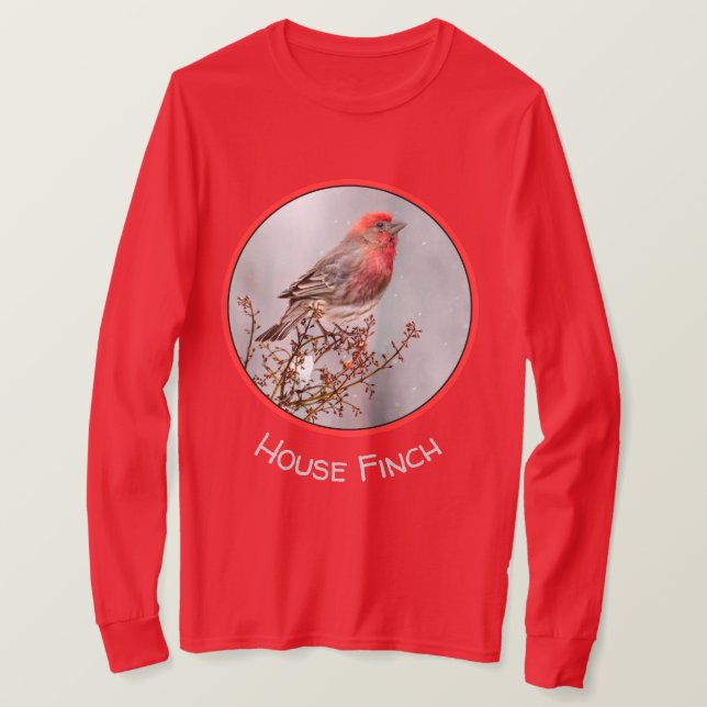 House Finch in Snö - Originalfoto T Shirt (Design framsida)