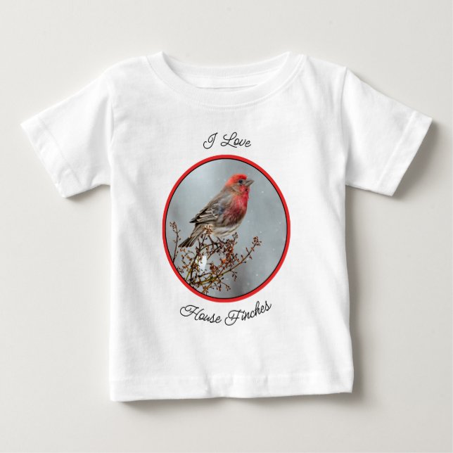 House Finch in Snö - Originalfoto T Shirt (Framsida)