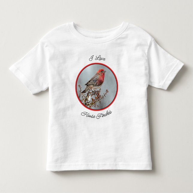 House Finch in Snö - Originalfoto T Shirt (Framsida)