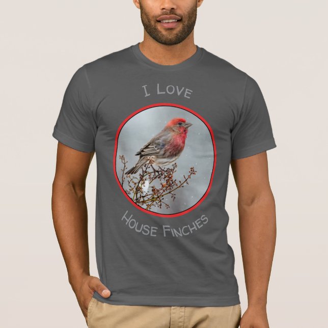 House Finch in Snö - Originalfoto T Shirt (Framsida)