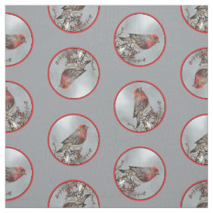 House Finch in Winter Snö Original Photograph Tyg