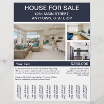 House for Sale Flyer with Photos Tear Off Strips