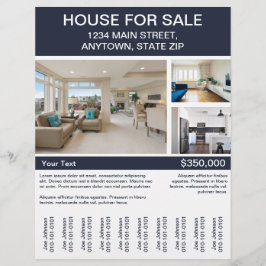 House for Sale Flyer with Photos Tear Off Strips