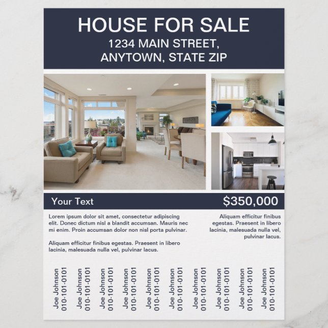 House for Sale Flyer with Photos Tear Off Strips (Framsidan)
