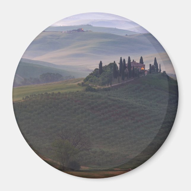 House i Toscana i dimrund magnet (Framsidan)