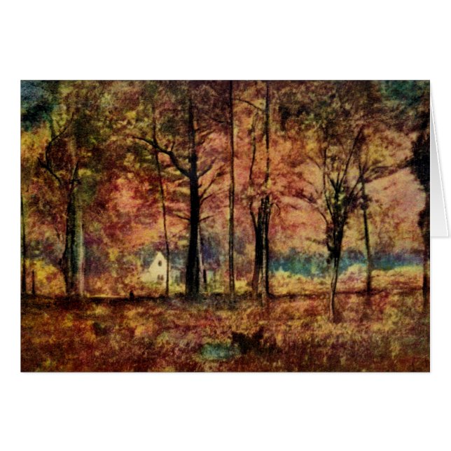 House in Autumn Meadow Note Card OBS Kort (Framsidan Horizontal)