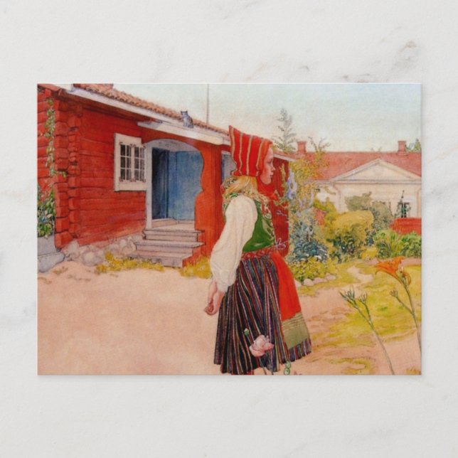 House in Falun with Girl Vykort (Framsida)