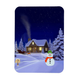 House in Winter Jigszle Puzzle Magnet