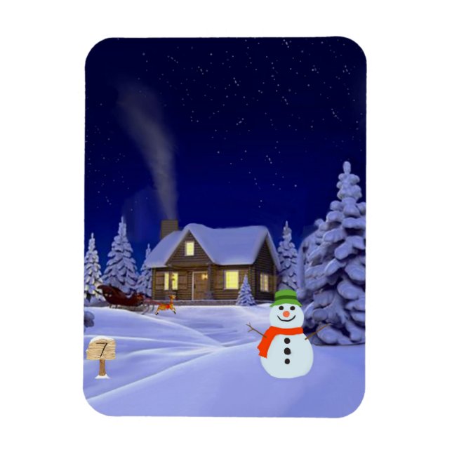 House in Winter Jigszle Puzzle Magnet (Vertikal)