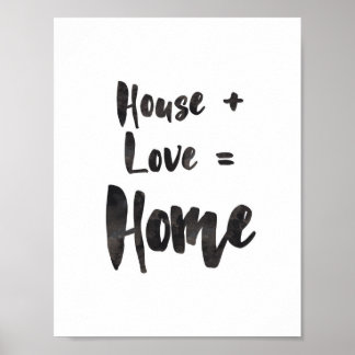 House + Kärlek = Home Art Print Poster