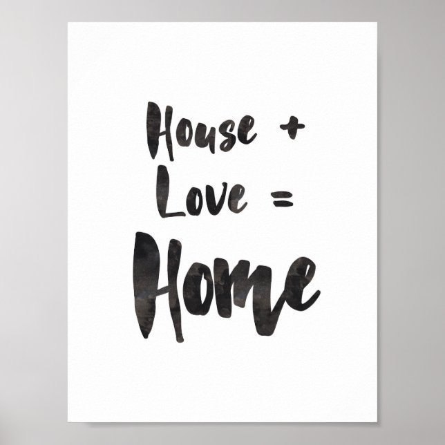 House + Kärlek = Home Art Print Poster (Framsidan)