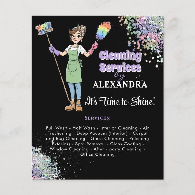 House Keeping Maid House Cleaning Service Glitter Flygblad (Framsidan)