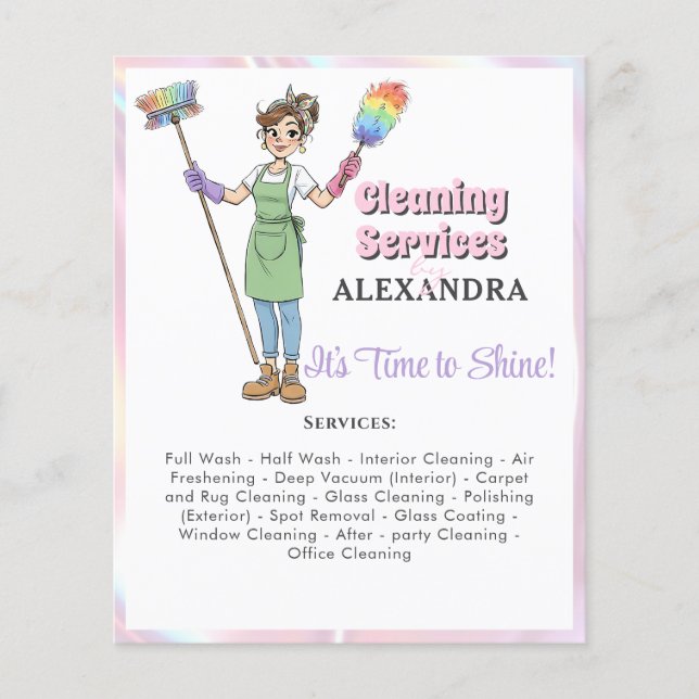 House Keeping Maid House Cleaning Service Pink Flygblad (Framsidan)