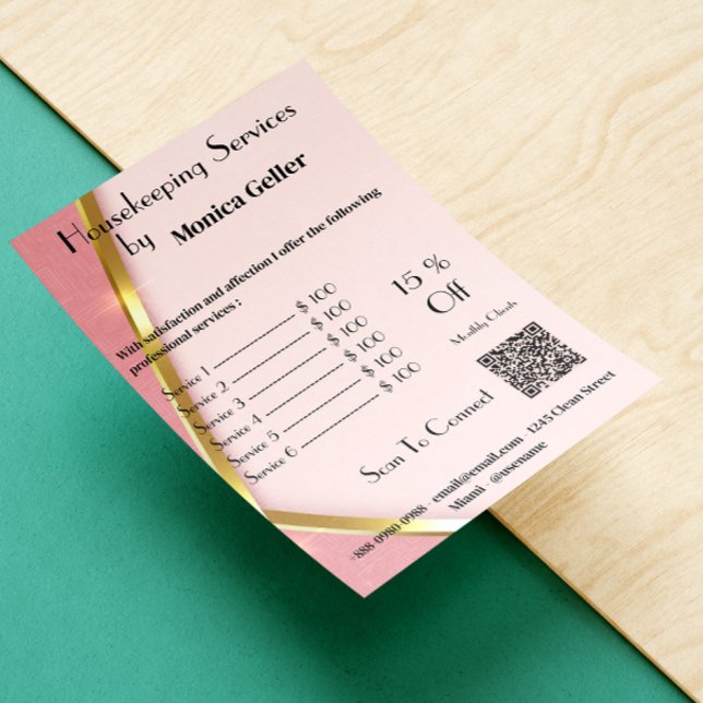 House Keeping Maid Pris Ro Guld  QR-kod Inbjudningar (House Keeping Maid Price Rose Gold Blush Qr Code Invitation)