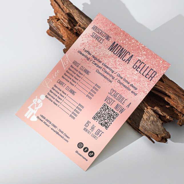 House Keeping Maid Pris Ro Guld  QR-kod Inbjudningar (House Keeping Maid Price Rose Gold Blush Qr Code Invitation)