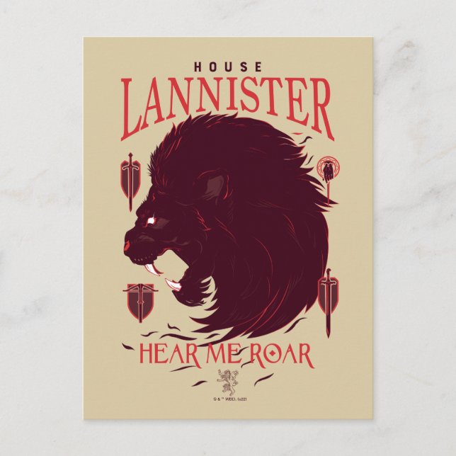 House Lannister - Hör mig ryta Vykort (Framsida)