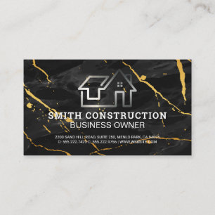 House-Logotyp Black Marble Guld-bakgrund Visitkort
