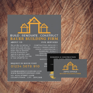 House Logotyp, Byggnad Firm, Builders Visitkort